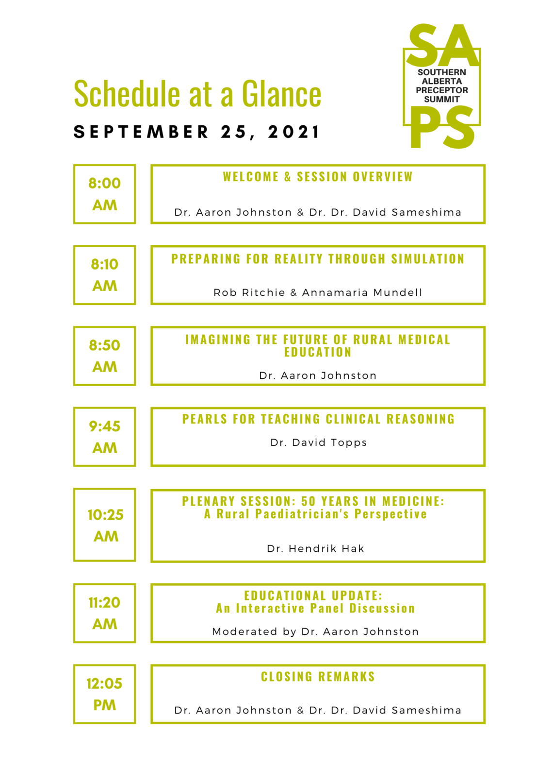 SAPS 21 Schedule