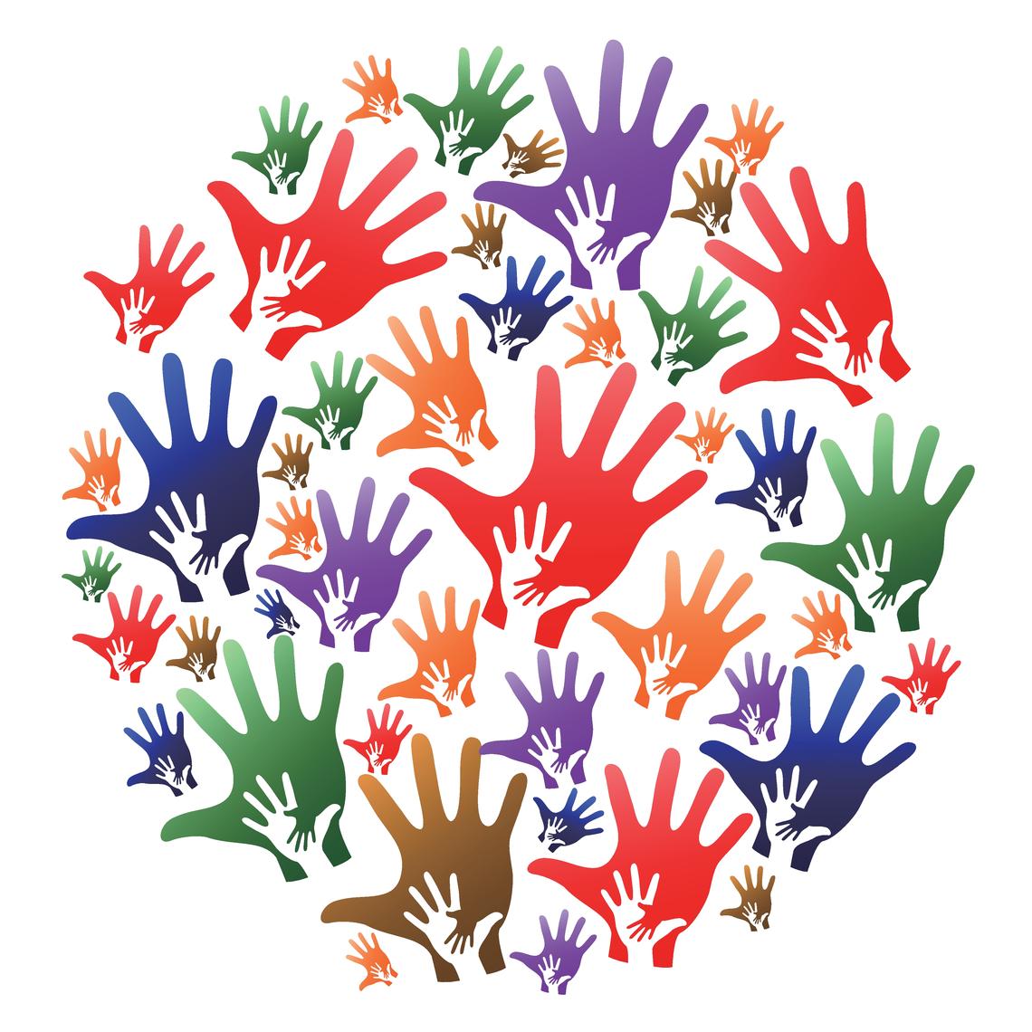 illustration of many hands