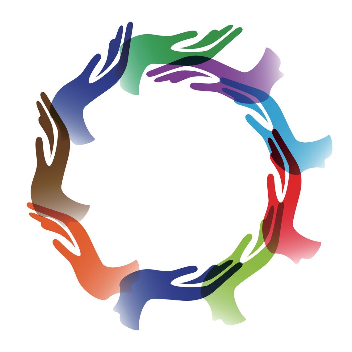 Circle of colourful hands