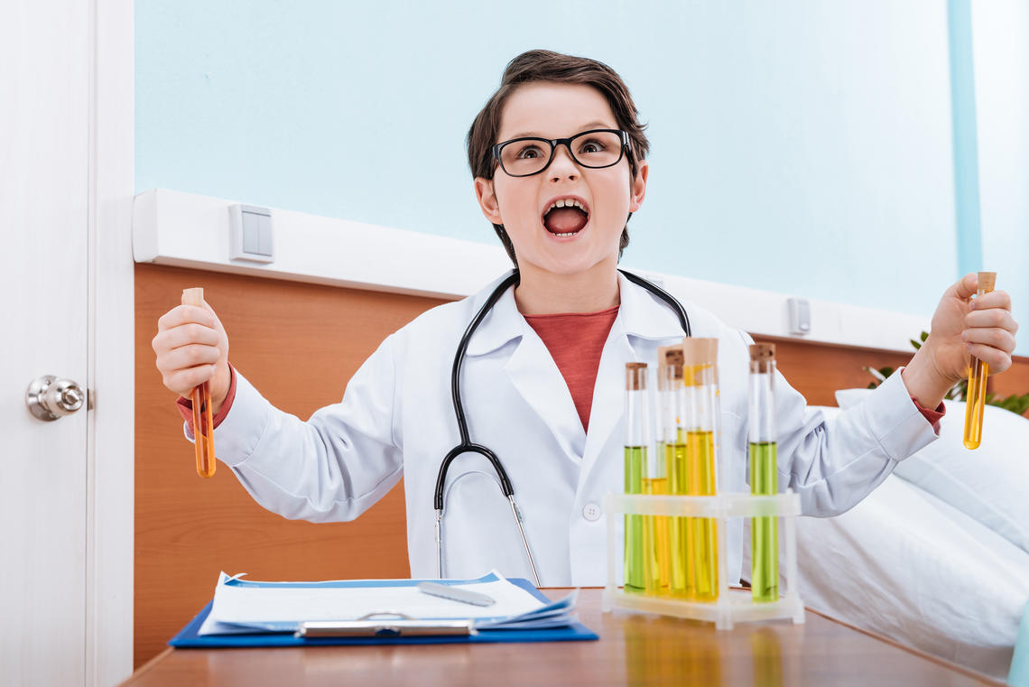 Happy child scientist photo