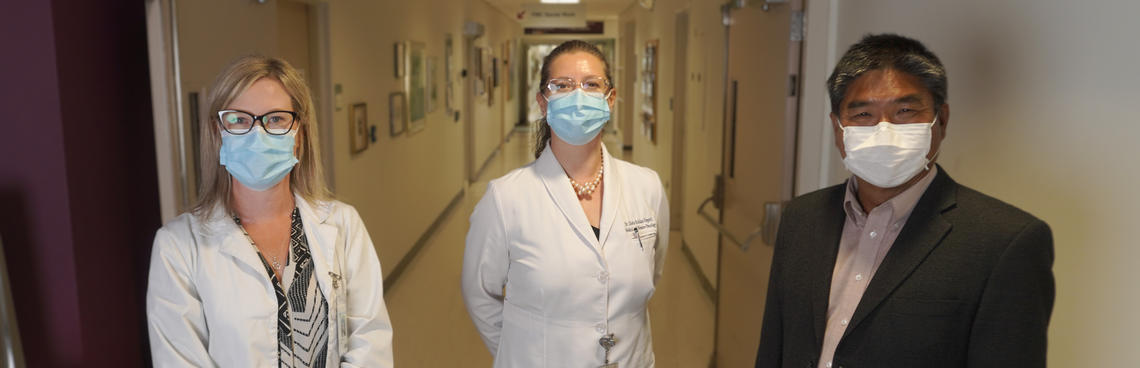 Paula de Robles, left, Gloria Roldan Urgoiti and Wee Yong at the Tom Baker Cancer Centre.