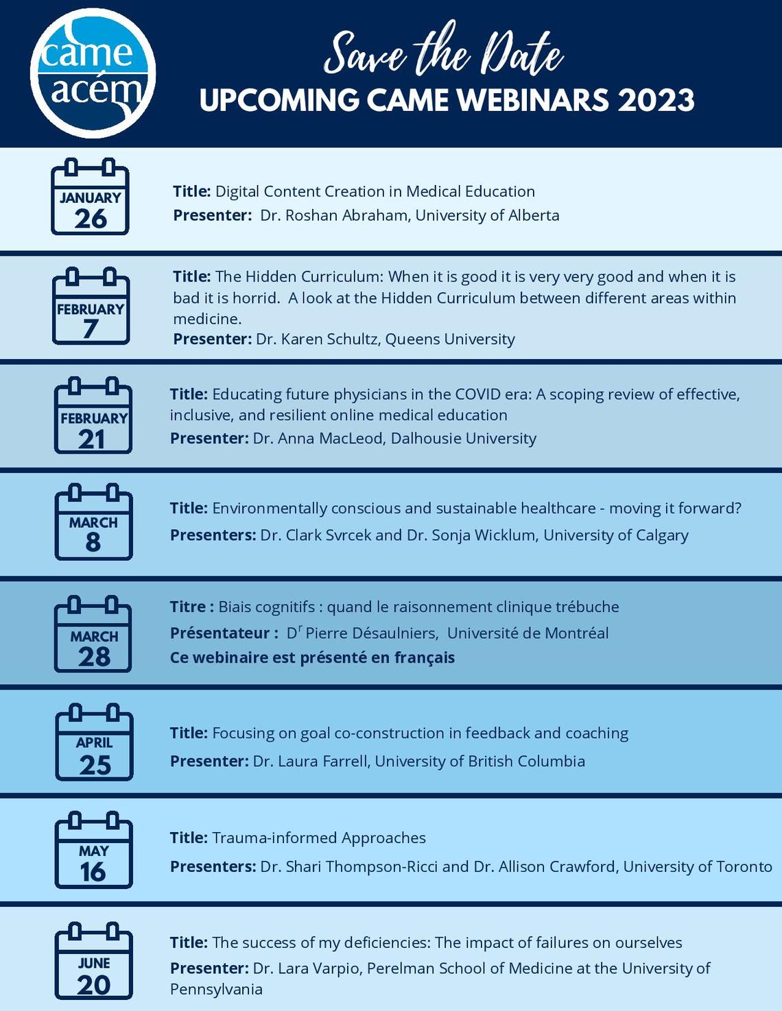 upcoming webinars