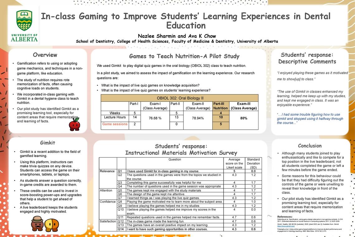 In class Gaming to Improve Students’ Learning Experiences in Dental Education