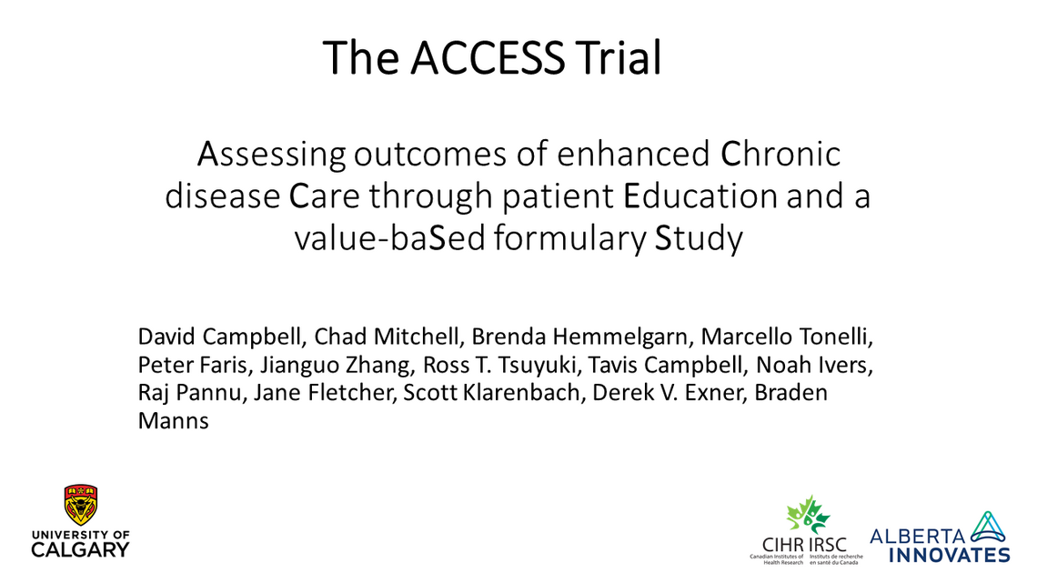 Title page of Dr. David Campbell Assessing outcomes of enhanced chronic disease care presentation