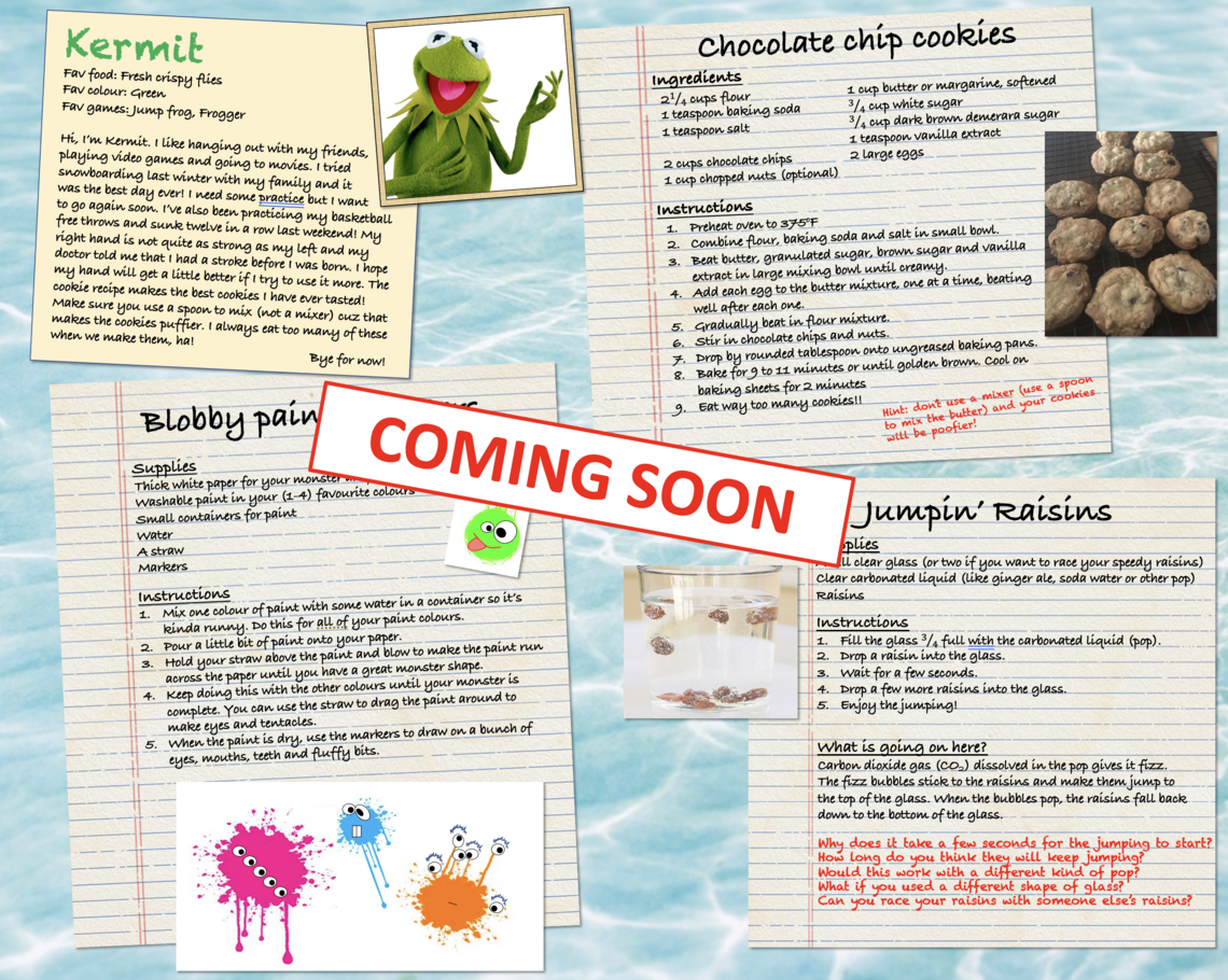 A mockup of an activity book page featuring Kermit the Frog
