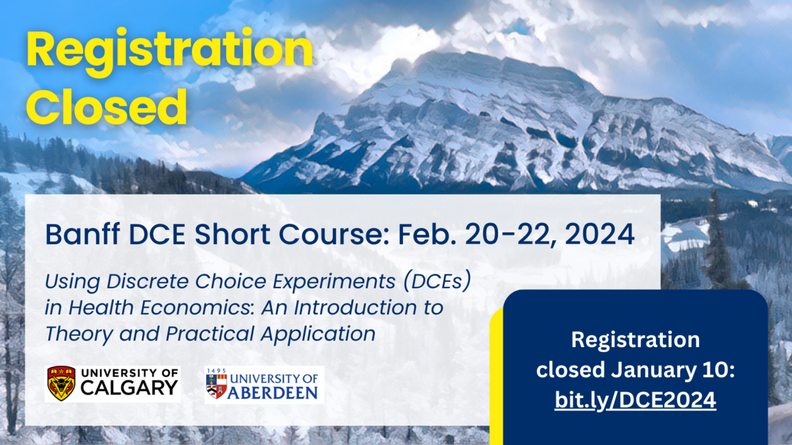 Registration closed January 10, 2024 for the Banff DCE Short Course happening February 20-22, 2024.