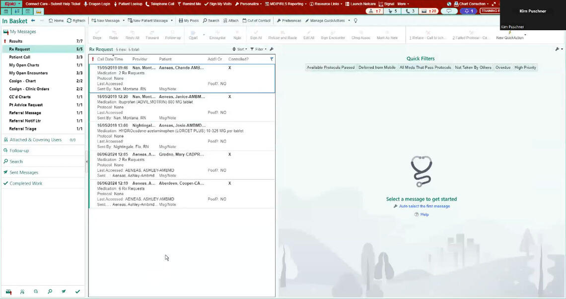 Prescription Refill Request Workflow screen