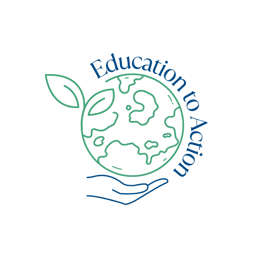e2a logo a hand holding the planet