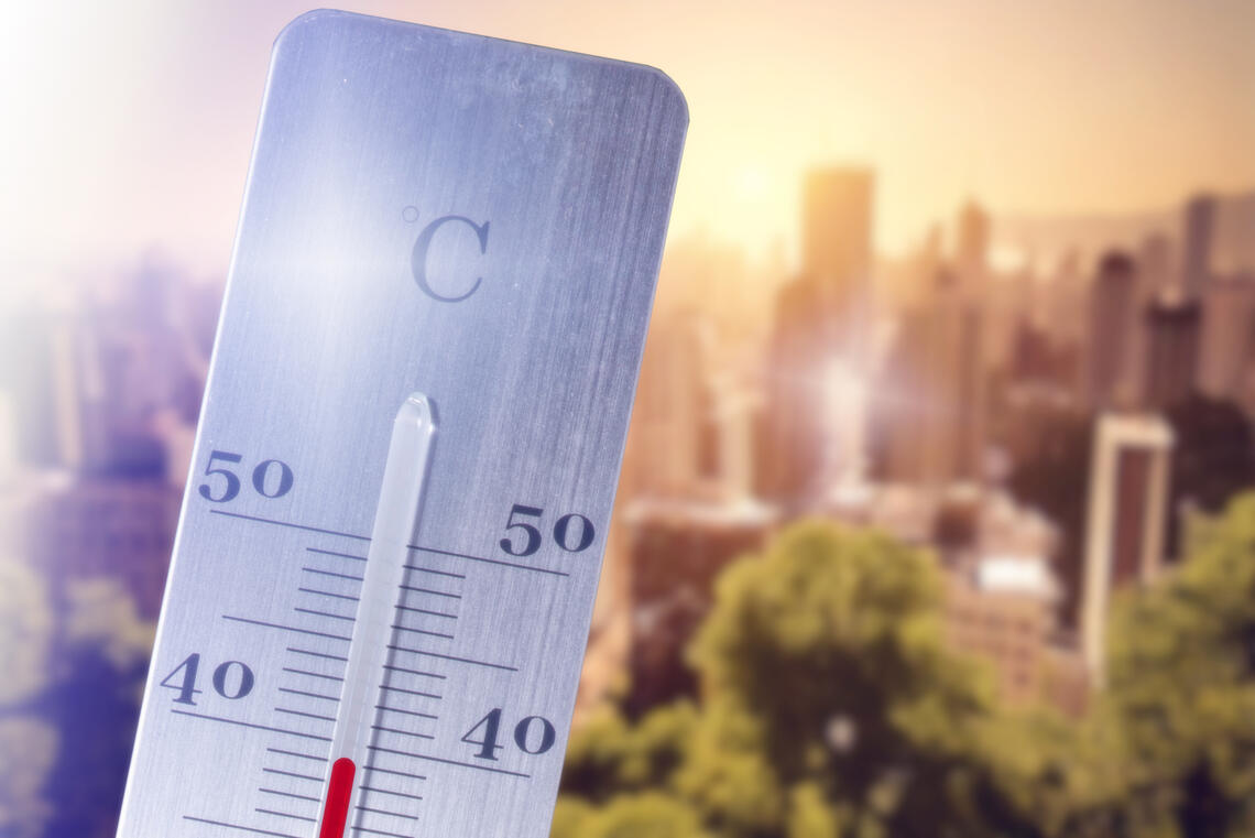 thermometer showing temps approaching 40