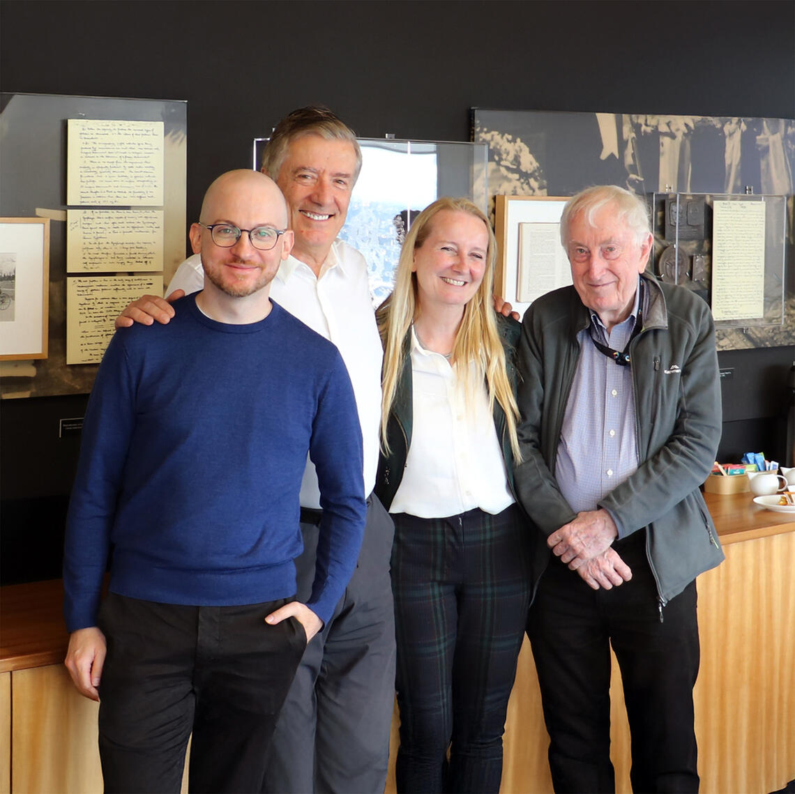 L-R: Maximilien Evard, PhD, Geoff Cumming, Dr. Kathy McCoy and Dr. Peter Doherty, PhD, attend a lunch honouring the grant recipients in Melbourne.