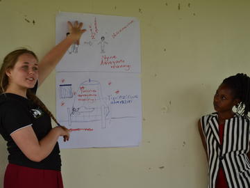 a student presenting