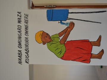 Mural of a woman washing her hands