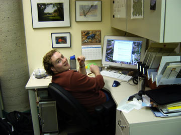 Robb Brown working hard, April 2004.