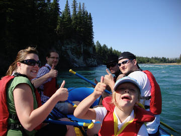 Rafting down the Bow River, west of Calgary, Alberta, August 2009.