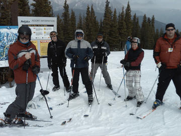 Top of Mount Allen. Downhill skiing at Nakiskia, March 2009.