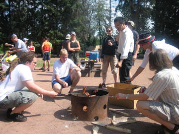 Lunch break on the rafting trip at Edworthy Park, Calgary, Alberta, August 2006.