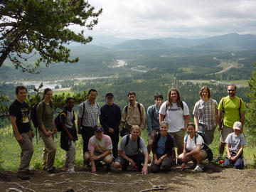 VIL and friends hiking the Fullerton Loop. West Bragg Creek, Alberta, July 2005.