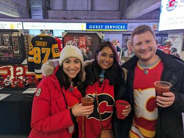 Cheering on the Calgary Flames in March 2024