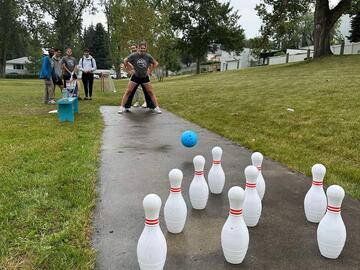 Students bowling at the 2024 Rural Med Olympics