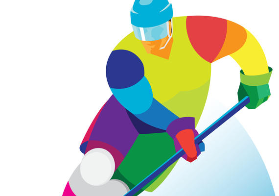 Illustration of hockey player with stick
