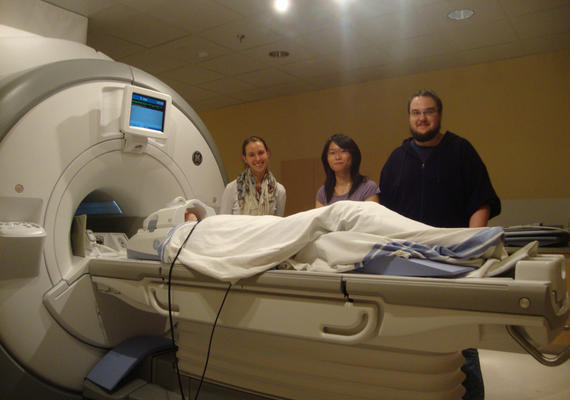 VIL trainees scanning a volunteer, 2012