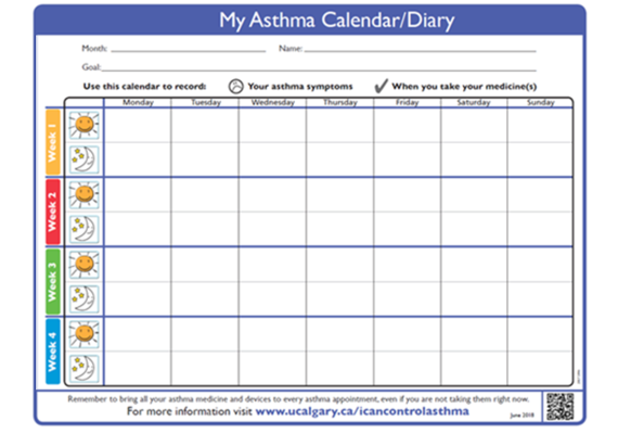My Asthma Calendar/Diary