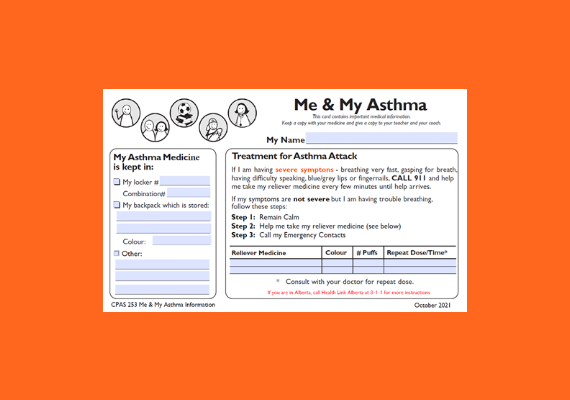 Me & My Asthma Information Card