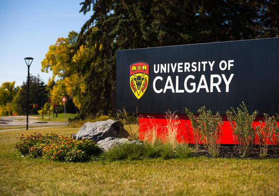 A landscape photo of the U of C sign