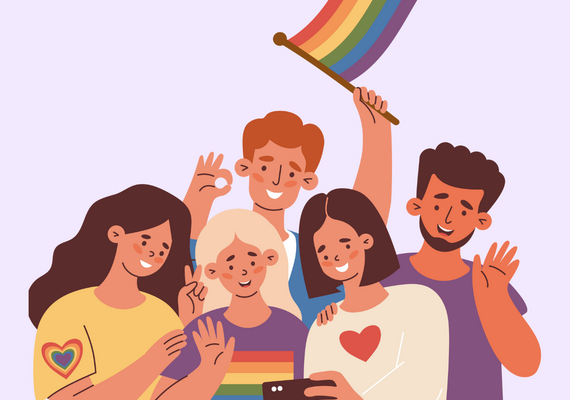 group of people in pride clothing