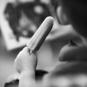 Pediatric patient holding popsicle