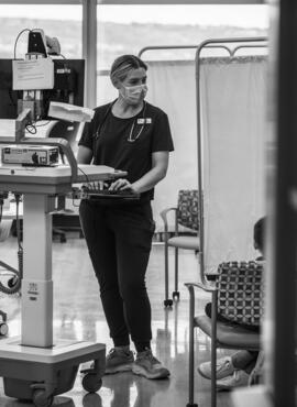 Heatlhcare worker standing in Outbreak Clinic