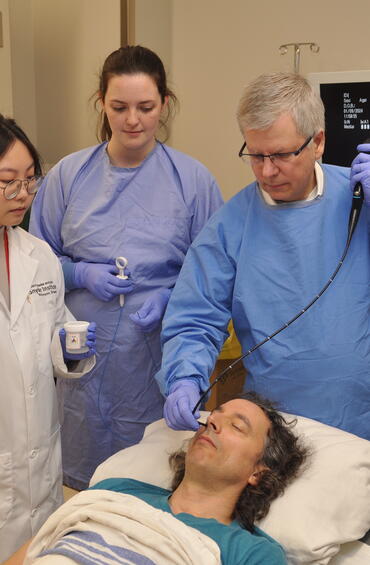Dr. Leigh and team performing a bronchoscopy