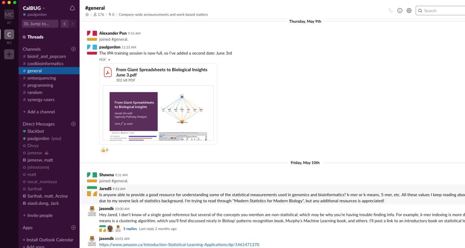 Slack app screenshot