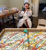 A boy using BCI to paint