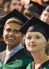 Students sitting during graduation