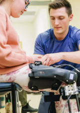 Emme Comeau, left, is a participant in Samuel Finnegan’s research project.