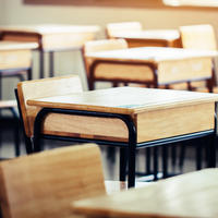 Desks in classroom