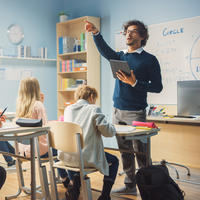 Teacher asking questions in the classroom