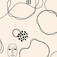 Doodles of heads and squiggly lines