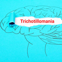 Illustration of the brain with "Trichotillomania" written across it