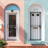 Front doors of two adjacent houses