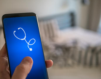 cell phone with an image of a stethoscope 