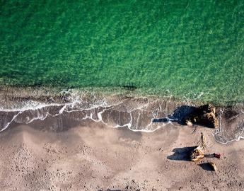 overhead view of ocean