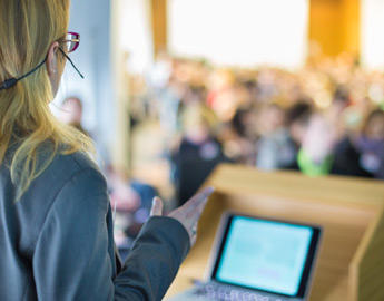 Faculty member giving a presentation 